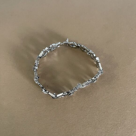 Vtg AVON Art Deco Panel Silver Tone Rhinestones Glam Bling Sparkle Bracelet 8” - Picture 4 of 7